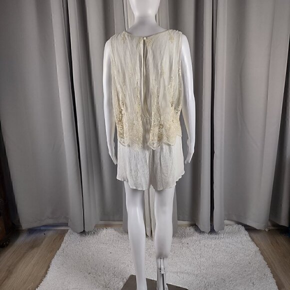 Charlotte Russe Women's Ivory Cream Hombre Color Sleeveless Lace Romper Size XL - Picture 3 of 11